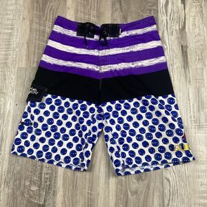 Quicksilver Board Shorts Mens Size 30 Purple‎ Blue Tie Front Y2K